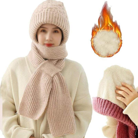 NEW Winter Protection Windproof Cap with Scarf Off White